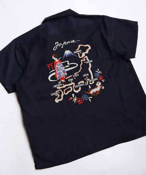 セール】HOUSTON 和柄刺繍 半袖 スーベニアシャツ (ドラゴン・ベトナム