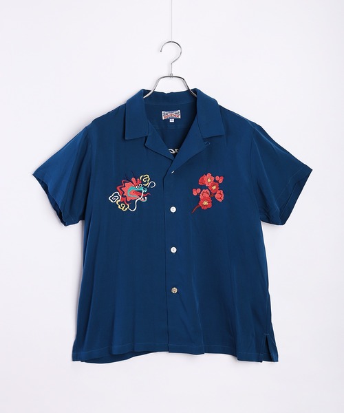 セール】HOUSTON 和柄刺繍 半袖 スーベニアシャツ 龍 (ドラゴン