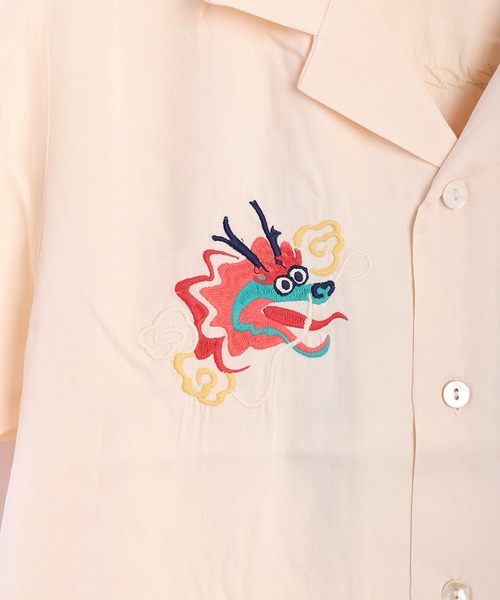 【HOUSTON】M ヒューストン ボーリングシャツ 和柄刺繍 ブランド別カテゴリー,HOUSTON,トップス,シャツ,BOWLING SHIRT