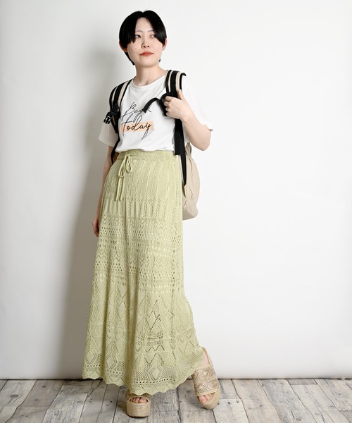 マーブルカラー★ストライプ★リブ編みスカート★ ZIMMERMANN SLY（スライ）の「RANDOM COLOR L/SK ランダム カラー ロング
