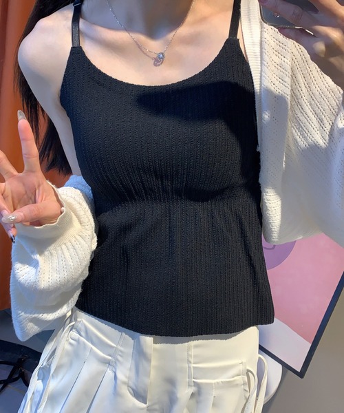 Lace Ladies(レースレディース)の「ソリッドカラー バッククロス ストライプ カップ付き キャミソール(キャミソール・レディース・ホワイト/アイボリー/ブラック・XL/L/M)」の19枚目の写真
