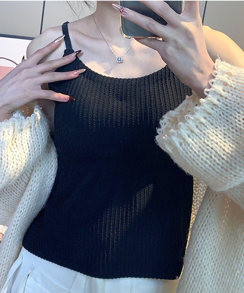 Lace Ladies(レースレディース)の「ソリッドカラー バッククロス ストライプ カップ付き キャミソール(キャミソール・レディース・ホワイト/アイボリー/ブラック・XL/L/M)」の20枚目の写真