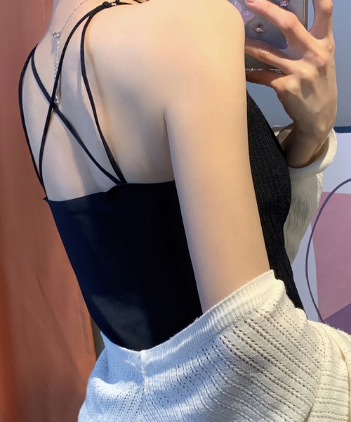 Lace Ladies(レースレディース)の「ソリッドカラー バッククロス ストライプ カップ付き キャミソール(キャミソール・レディース・ホワイト/アイボリー/ブラック・XL/L/M)」の21枚目の写真
