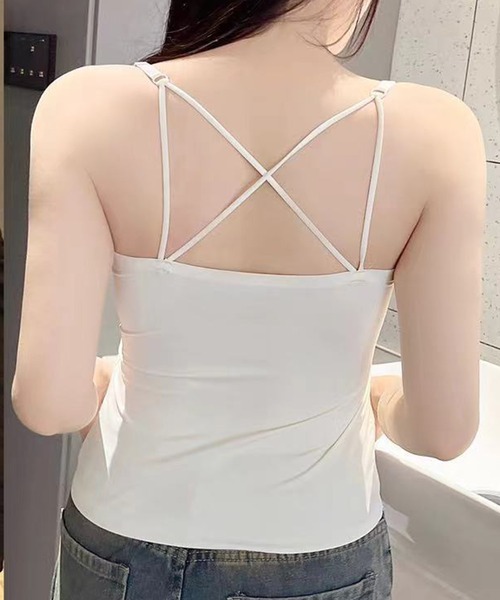 Lace Ladies(レースレディース)の「ソリッドカラー バッククロス ストライプ カップ付き キャミソール(キャミソール・レディース・ホワイト/アイボリー/ブラック・XL/L/M)」の17枚目の写真