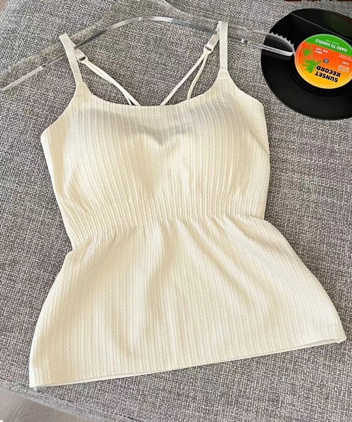 Lace Ladies(レースレディース)の「ソリッドカラー バッククロス ストライプ カップ付き キャミソール(キャミソール・レディース・ホワイト/アイボリー/ブラック・XL/L/M)」の18枚目の写真