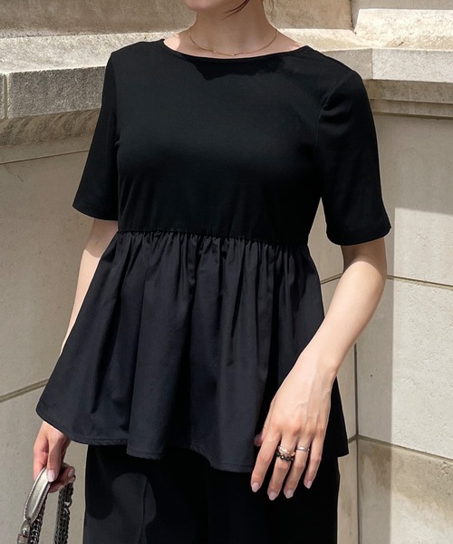 junoah(ジュノア)の「薄手バックオープンコットンペプラムドッキングカットソー(Tシャツ/カットソー・レディース・ブラック系その他/ブラック系その他2/ホワイト・SMALL/MEDIUM/LARGE)」の5枚目の写真
