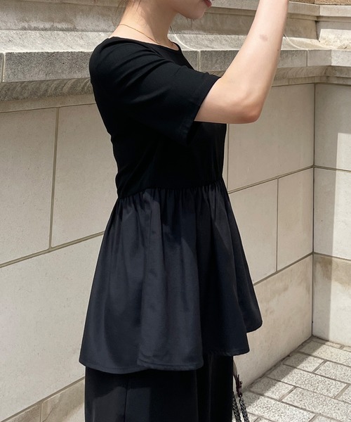 junoah(ジュノア)の「薄手バックオープンコットンペプラムドッキングカットソー(Tシャツ/カットソー・レディース・ブラック系その他/ブラック系その他2/ホワイト・SMALL/MEDIUM/LARGE)」の6枚目の写真
