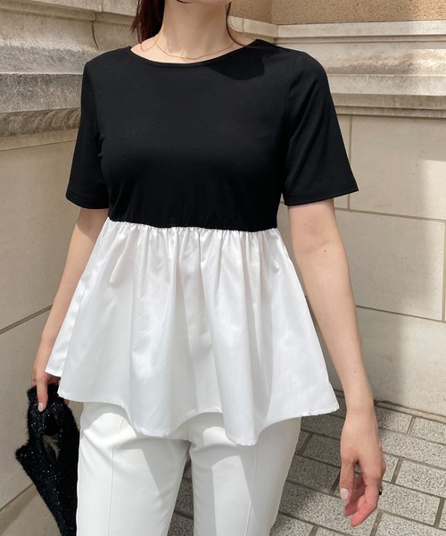 junoah(ジュノア)の「薄手バックオープンコットンペプラムドッキングカットソー(Tシャツ/カットソー・レディース・ブラック系その他/ブラック系その他2/ホワイト・SMALL/MEDIUM/LARGE)」の12枚目の写真