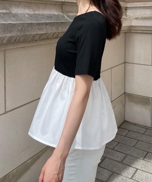 junoah(ジュノア)の「薄手バックオープンコットンペプラムドッキングカットソー(Tシャツ/カットソー・レディース・ブラック系その他/ブラック系その他2/ホワイト・SMALL/MEDIUM/LARGE)」の14枚目の写真
