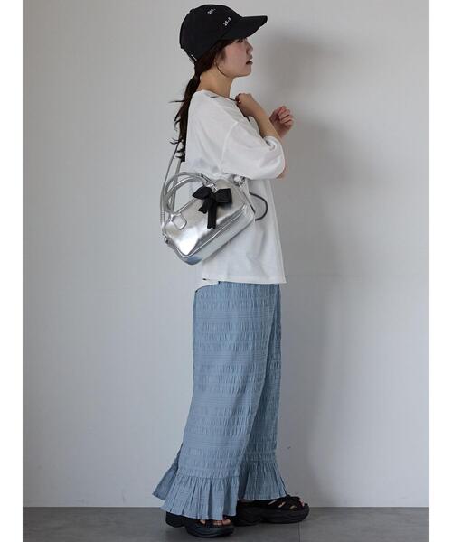 ehka sopo（エヘカソポ）の「◎シャーリングナロースカート（スカート・レディース・オフホワイト/ブルー/ブラック・F）」の4枚目の写真