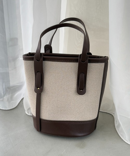 MAISON BREEZE（メゾンブリーズ）の「【MAISON BREEZE】キャンバス×PUレザー バイカラーミニショルダーバッグ KNF-TP ※（ショルダーバッグ・レディース・ブラック/キャメル/ダークブラウン・FREE）」の12枚目の写真