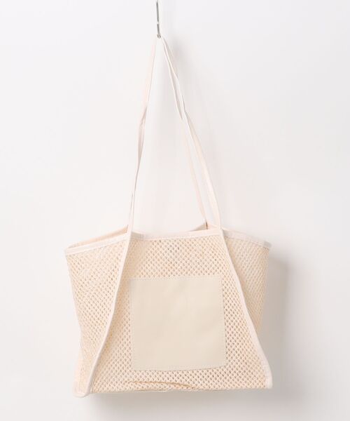 STYLEBLOCK（スタイルブロック）の「メッシュ×PUレザートートバッグ（トートバッグ・レディース・カーキ/ピンク/ブラウン/ホワイト・FREE）」の9枚目の写真
