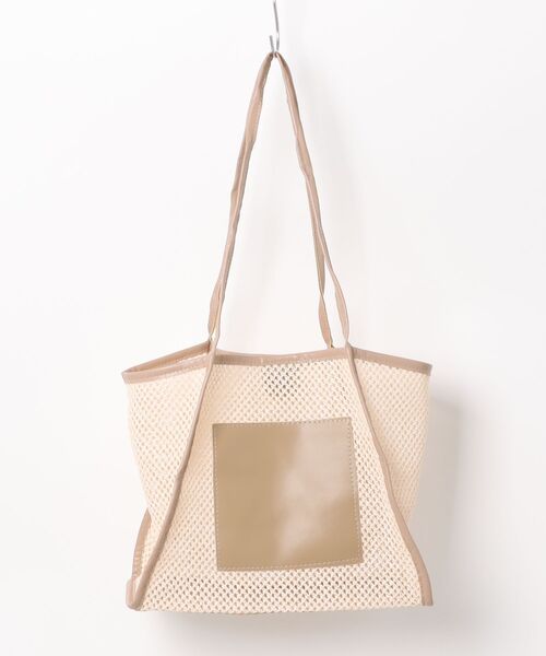 STYLEBLOCK（スタイルブロック）の「メッシュ×PUレザートートバッグ（トートバッグ・レディース・カーキ/ピンク/ブラウン/ホワイト・FREE）」の10枚目の写真