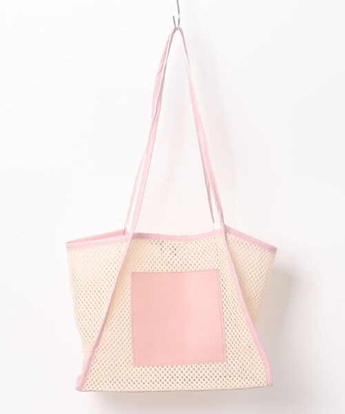 STYLEBLOCK（スタイルブロック）の「メッシュ×PUレザートートバッグ（トートバッグ・レディース・カーキ/ピンク/ブラウン/ホワイト・FREE）」の11枚目の写真