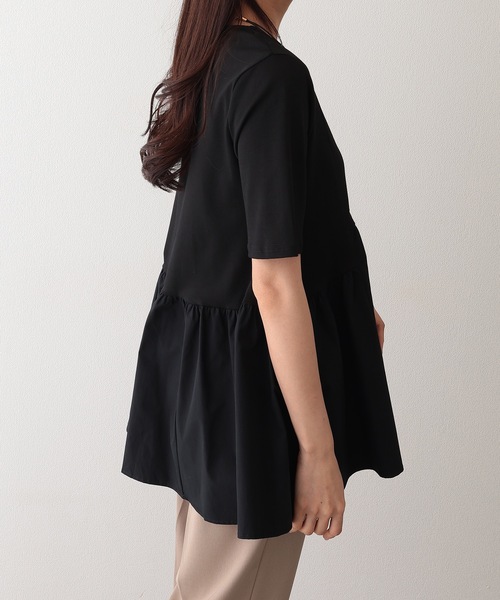 Lace Ladies（レースレディース）の「コットン クルーネック 半袖 ペプラム トップス（Tシャツ/カットソー・レディース・ブラック/グリーン/ホワイト/チャコールグレー・FREE/S）」の17枚目の写真