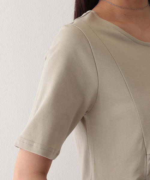 Lace Ladies（レースレディース）の「コットン クルーネック 半袖 ペプラム トップス（Tシャツ/カットソー・レディース・ブラック/グリーン/ホワイト/チャコールグレー・FREE/S）」の10枚目の写真