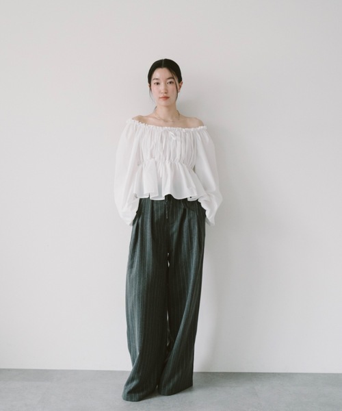 DRWCYS（ドロシーズ）の「ピンストライプワイドスラックス（スラックス・レディース・グレー/チャコールグレー・SMALL/MEDIUM）」の16枚目の写真