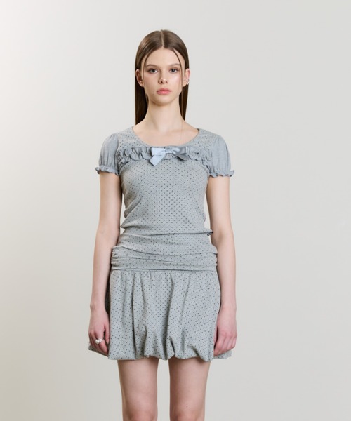 LUVISTRUE(ラヴイズトゥルー)の「SM RIBBON PUFF PATTERN TEE(Tシャツ/カットソー・レディース・ホワイト/グレー・FREE)」の9枚目の写真