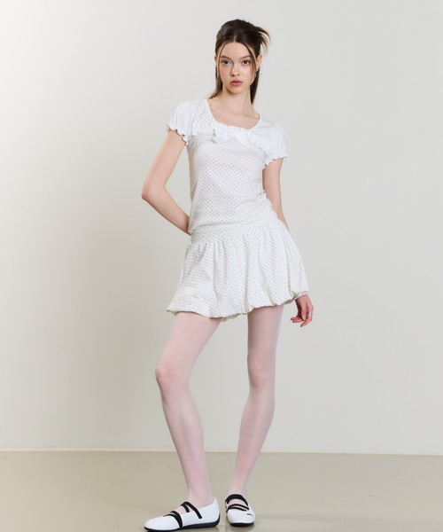 LUVISTRUE(ラヴイズトゥルー)の「SM RIBBON PUFF PATTERN TEE(Tシャツ/カットソー・レディース・ホワイト/グレー・FREE)」の7枚目の写真