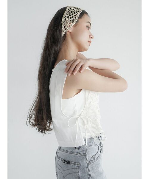 FIKA.(フィーカ)の「Side ribbon chemical lace vest(ベスト・レディース・ブラック/オフホワイト・MEDIUM)」の13枚目の写真