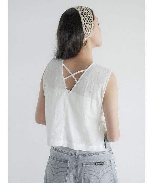 FIKA.(フィーカ)の「Side ribbon chemical lace vest(ベスト・レディース・ブラック/オフホワイト・MEDIUM)」の14枚目の写真