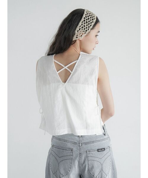 FIKA.(フィーカ)の「Side ribbon chemical lace vest(ベスト・レディース・ブラック/オフホワイト・MEDIUM)」の15枚目の写真