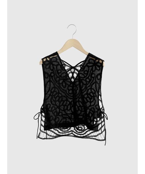 FIKA.(フィーカ)の「Side ribbon chemical lace vest(ベスト・レディース・ブラック/オフホワイト・MEDIUM)」の21枚目の写真