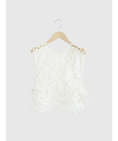 FIKA.(フィーカ)の「Side ribbon chemical lace vest(ベスト・レディース・ブラック/オフホワイト・MEDIUM)」の22枚目の写真