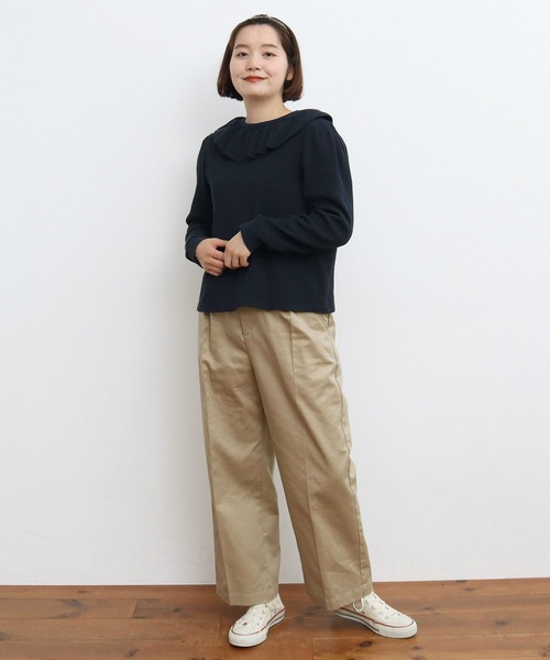 CHILD WOMAN（チャイルドウーマン）の「☆16/1ワッフル 襟フリルプルオーバー（Tシャツ/カットソー・レディース・アイボリー/ネイビー・FREE）」の13枚目の写真