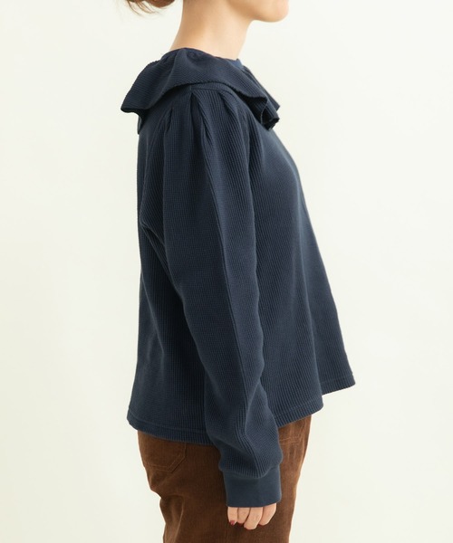 CHILD WOMAN（チャイルドウーマン）の「☆16/1ワッフル 襟フリルプルオーバー（Tシャツ/カットソー・レディース・アイボリー/ネイビー・FREE）」の16枚目の写真