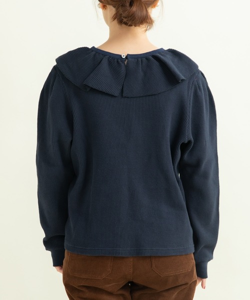CHILD WOMAN（チャイルドウーマン）の「☆16/1ワッフル 襟フリルプルオーバー（Tシャツ/カットソー・レディース・アイボリー/ネイビー・FREE）」の17枚目の写真