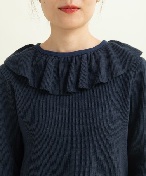 CHILD WOMAN（チャイルドウーマン）の「☆16/1ワッフル 襟フリルプルオーバー（Tシャツ/カットソー・レディース・アイボリー/ネイビー・FREE）」の18枚目の写真