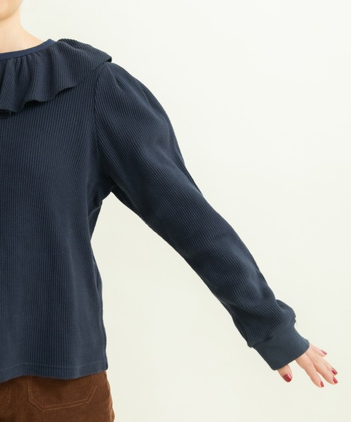 CHILD WOMAN（チャイルドウーマン）の「☆16/1ワッフル 襟フリルプルオーバー（Tシャツ/カットソー・レディース・アイボリー/ネイビー・FREE）」の21枚目の写真
