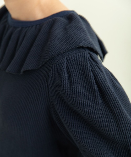 CHILD WOMAN（チャイルドウーマン）の「☆16/1ワッフル 襟フリルプルオーバー（Tシャツ/カットソー・レディース・アイボリー/ネイビー・FREE）」の20枚目の写真