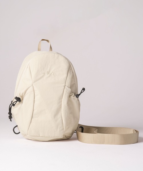 FILA（フィラ）の「【EC別注】FILA フィラ ブランド ロゴ 刺繍 ナイロン 2WAY ボディバッグ ショルダーバッグ（ボディバッグ/ウエストポーチ・メンズ・ブラック/アイボリー・FREE）」の7枚目の写真