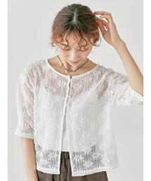 フラワーメッシュ前後2WAYトップス