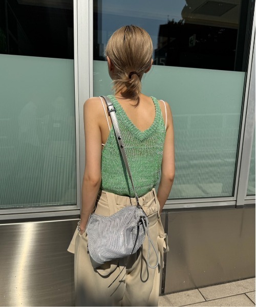 トップス MEDI 2WAY CONCEPT LOGO KNIT TANK TOP Ameri（アメリ）の「MEDI 2WAY CONCEPT LOGO KNIT TANK TOP