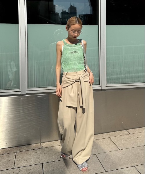 トップス MEDI 2WAY CONCEPT LOGO KNIT TANK TOP Ameri（アメリ）の「MEDI 2WAY CONCEPT LOGO KNIT TANK TOP