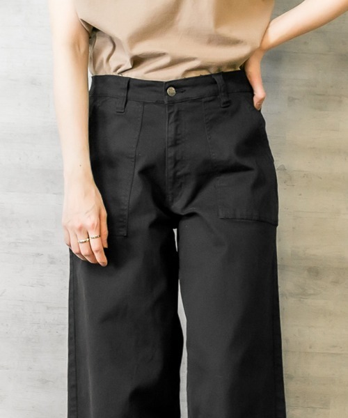 RCD（アールシーディー）の「ツイルワイドベイカーパンツ（チノパンツ・レディース・ベージュ/ブラック/カーキ/ナチュラル・M/L/LL/3L/4L）」の10枚目の写真