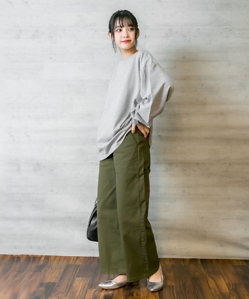 RCD（アールシーディー）の「ツイルワイドベイカーパンツ（チノパンツ・レディース・ベージュ/ブラック/カーキ/ナチュラル・M/L/LL/3L/4L）」の18枚目の写真