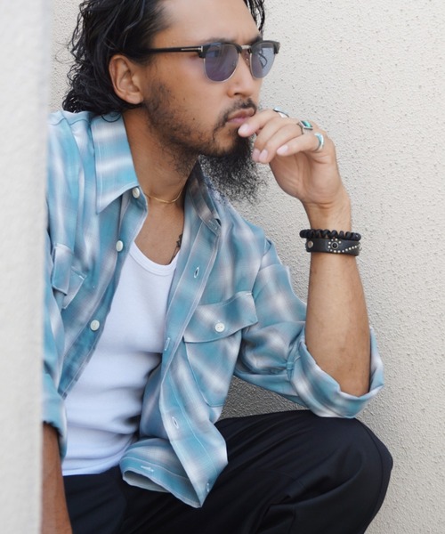 BIG MIKE(ビッグマイク)の「BIG MIKE ビックマイク/ 26春夏新作 長袖 レーヨンミックス オンブレチェックシャツ 脇スリットタイプ //// 102615013(シャツ/ブラウス・メンズ・ホワイト×グレー/ミント/ブルー系その他・MEDIUM/LARGE/X-LARGE/XX-LARGE)」の12枚目の写真