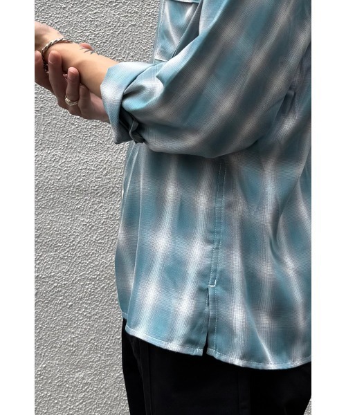 BIG MIKE(ビッグマイク)の「BIG MIKE ビックマイク/ 26春夏新作 長袖 レーヨンミックス オンブレチェックシャツ 脇スリットタイプ //// 102615013(シャツ/ブラウス・メンズ・ホワイト×グレー/ミント/ブルー系その他・MEDIUM/LARGE/X-LARGE/XX-LARGE)」の13枚目の写真