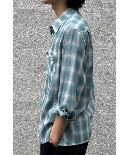 BIG MIKE(ビッグマイク)の「BIG MIKE ビックマイク/ 26春夏新作 長袖 レーヨンミックス オンブレチェックシャツ 脇スリットタイプ //// 102615013(シャツ/ブラウス・メンズ・ホワイト×グレー/ミント/ブルー系その他・MEDIUM/LARGE/X-LARGE/XX-LARGE)」の14枚目の写真
