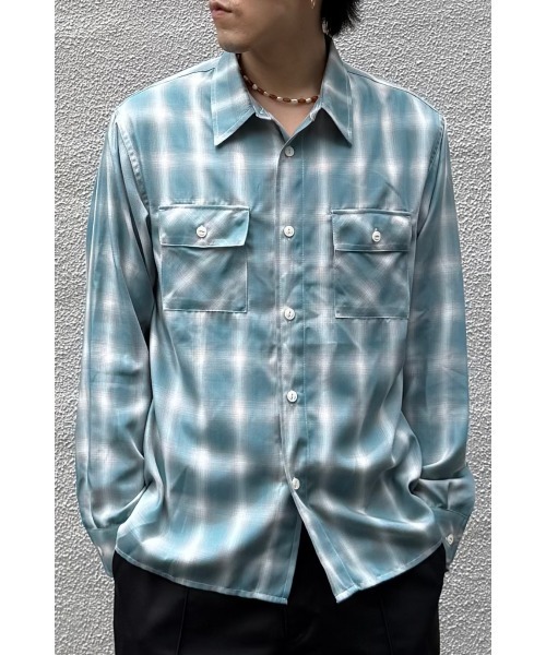 BIG MIKE(ビッグマイク)の「BIG MIKE ビックマイク/ 26春夏新作 長袖 レーヨンミックス オンブレチェックシャツ 脇スリットタイプ //// 102615013(シャツ/ブラウス・メンズ・ホワイト×グレー/ミント/ブルー系その他・MEDIUM/LARGE/X-LARGE/XX-LARGE)」の16枚目の写真