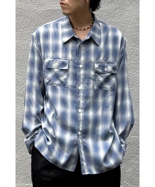 BIG MIKE(ビッグマイク)の「BIG MIKE ビックマイク/ 26春夏新作 長袖 レーヨンミックス オンブレチェックシャツ 脇スリットタイプ //// 102615013(シャツ/ブラウス・メンズ・ホワイト×グレー/ミント/ブルー系その他・MEDIUM/LARGE/X-LARGE/XX-LARGE)」の20枚目の写真