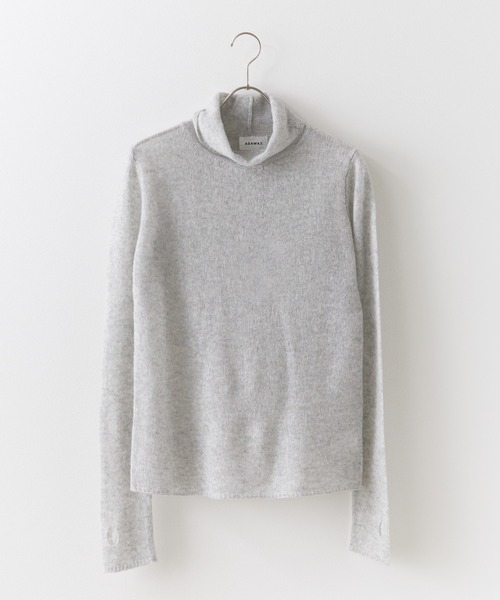 ADAWAS(アダワズ)の「ADAWAS/アダワス SHEER CASHMERE TOP シアーカシミヤトップ(Tシャツ/カットソー・レディース・グレー系・FREE)」の1枚目の写真