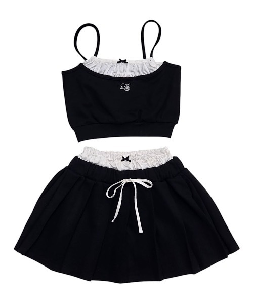 lilLilly（リルリリー）の「ダブルベルトプリーツミニスカート（スカート・レディース・ブラック/ネイビー/グレー・FREE）」の5枚目の写真