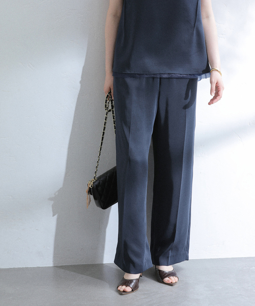 La TOTALITE（ラトータリテ）の「【洗える】ヴィンテージサテンイージーパンツ（スラックス・レディース・ネイビー/ブラウン・36/38）」の11枚目の写真