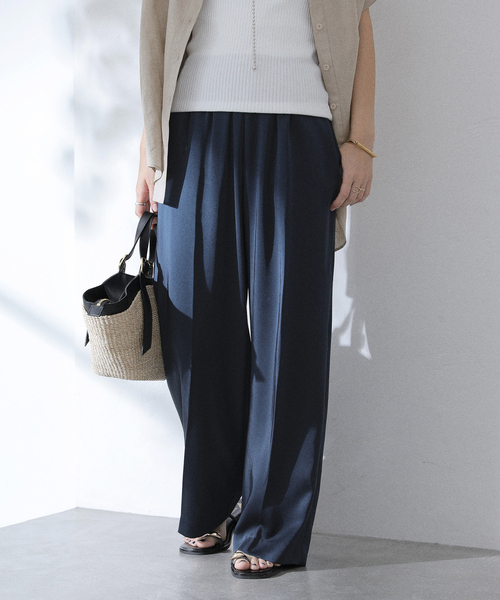 La TOTALITE（ラトータリテ）の「【洗える】ヴィンテージサテンイージーパンツ（スラックス・レディース・ネイビー/ブラウン・36/38）」の15枚目の写真