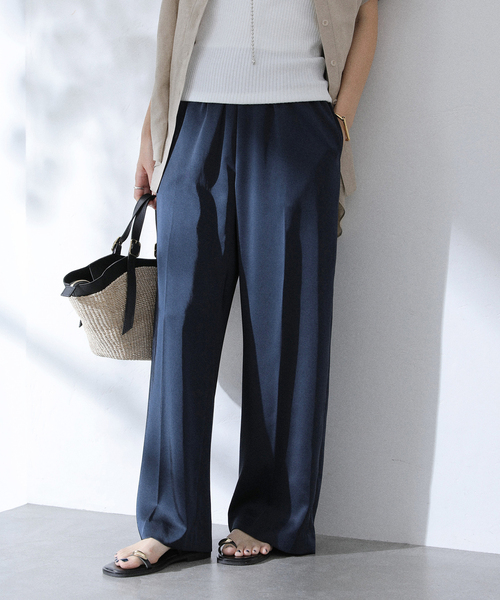 La TOTALITE（ラトータリテ）の「【洗える】ヴィンテージサテンイージーパンツ（スラックス・レディース・ネイビー/ブラウン・36/38）」の16枚目の写真